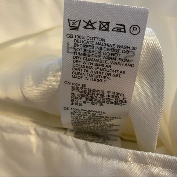 Reiss White Harper Cotton Wide Leg Suit Trousers - Picture 8 of 10